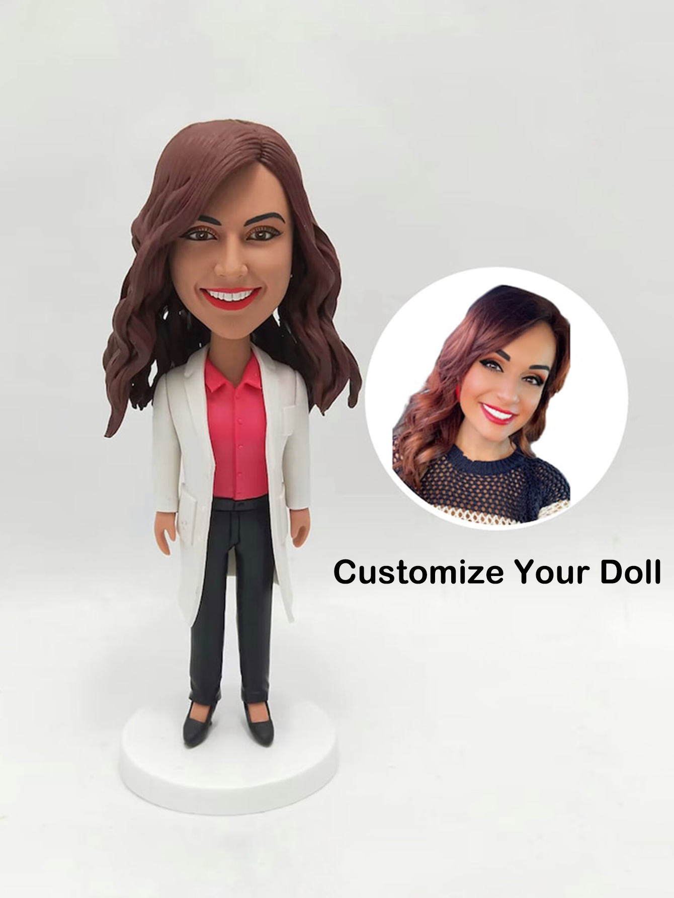 Customized Female Doctor Figurine, Personalized Doctor Bobblehead Doll